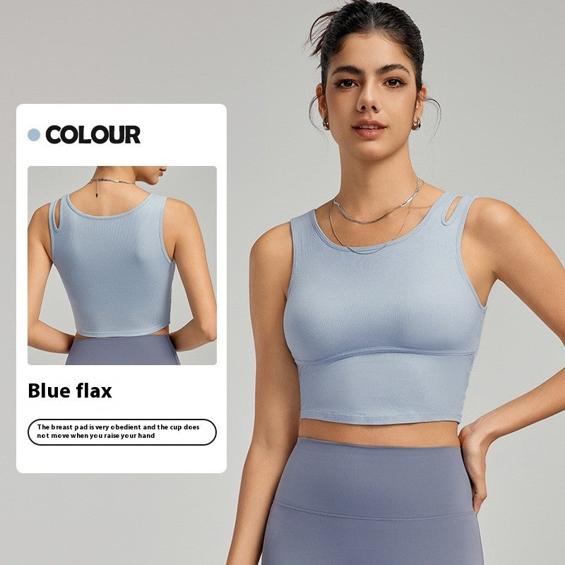 Azaria Hollow Strap Padded Yoga Crop Vest