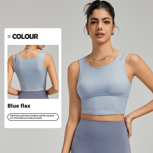 Azaria Hollow Strap Padded Yoga Crop Vest