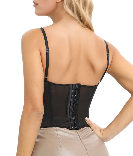 Evelisseih Lace Overbust Corset Bustier Top with Adjustable Straps