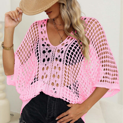 Florelle Loose Fit Cutout Batwing Blouse Cover-up